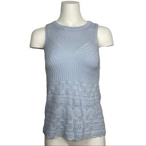 Design History Soft Knit Summer Sweater Sleeveless XS Baby Blue
